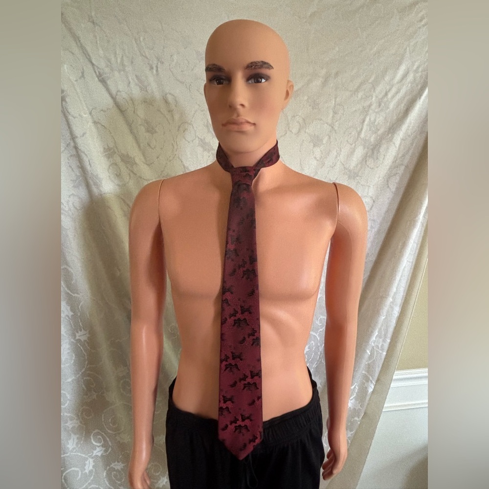 Paco Rabanne Paris Red and Black Patterned Tie (Good Condition)